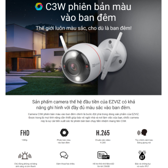 Camera ngoài trời có màu 24/7 C3W