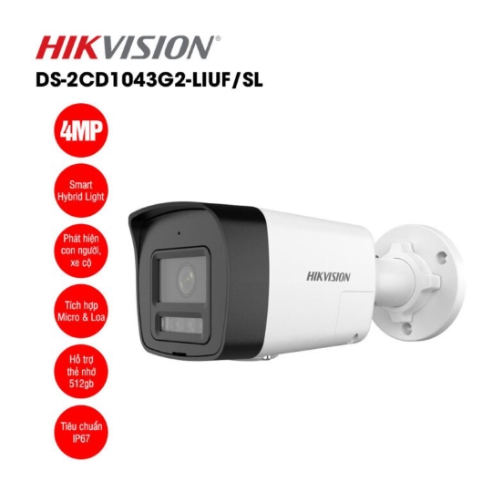 Camera IP 4MP thân trụ HIKVISION DS-2CD1043G2-LIUF/SL